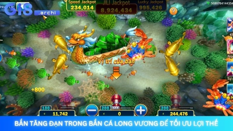 Bắn cá Long Vương Gi8 - Săn rồng vàng nhận thưởng lớn 4 Bắn tăng đạn trong bắn cá Long Vương để tối ưu lợi thế