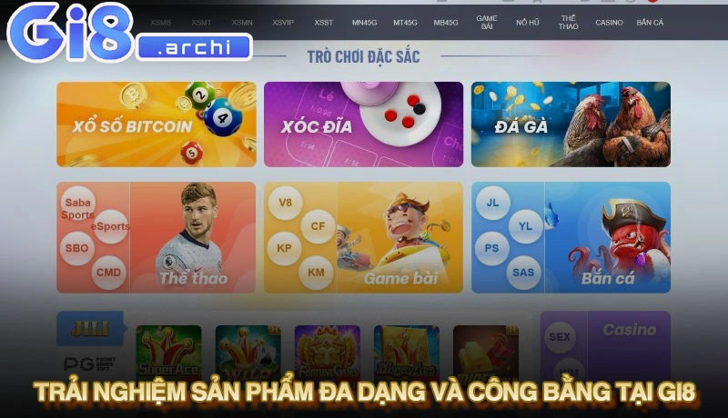 Trải nghiệm sản phẩm đa dạng và công bằng tại Gi8